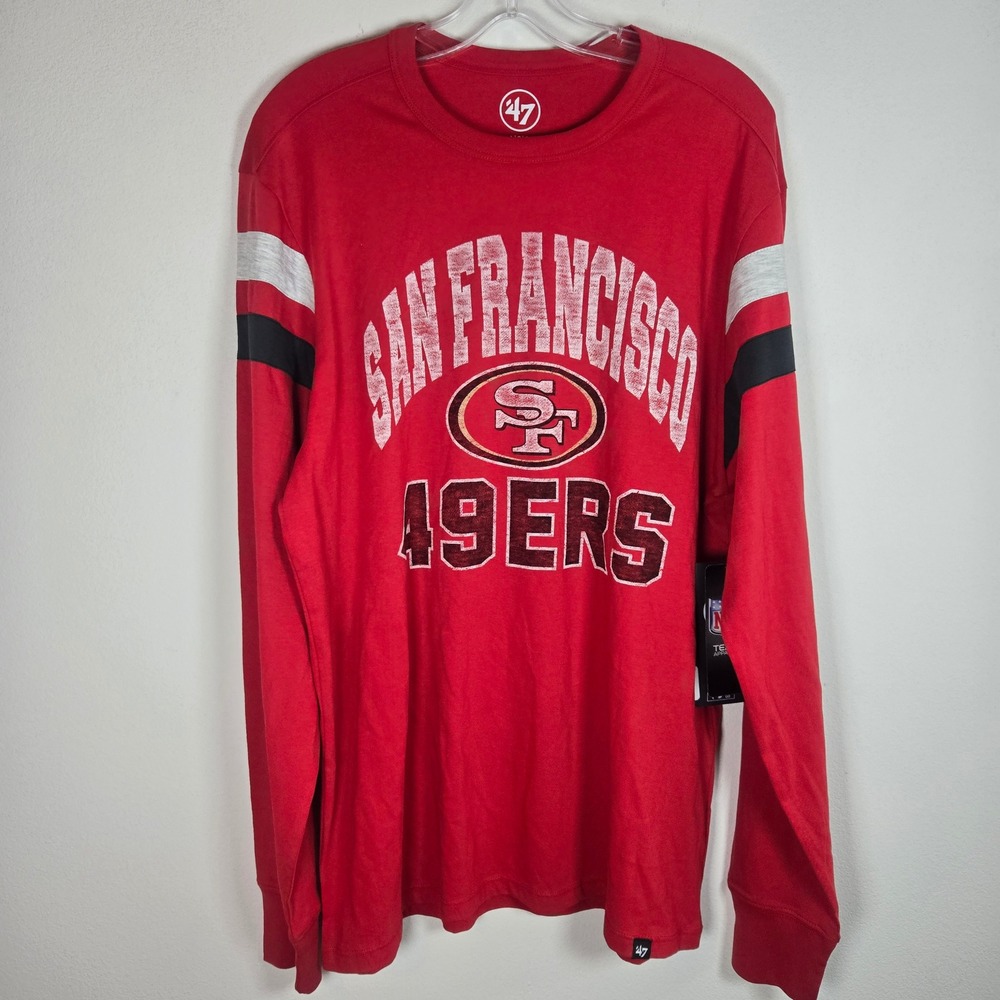 47 Brand‎ San Francisco 49ers NFL Red Long Sleeve T Shirt Mens Large Football